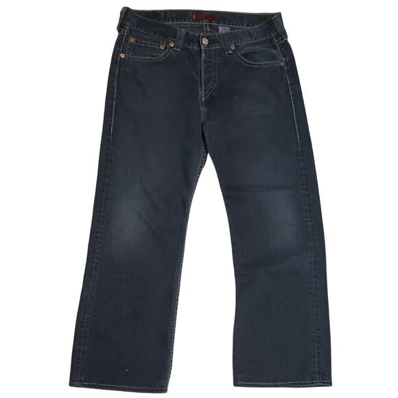 Levis Iconic Straight Leg Men's Button Fly Jeans 34Wx29L Dark Wash Denim - Picture 2 of 11